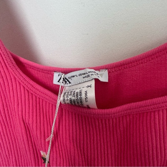 NWT Zara Pink Embellished Sleeveless Tank Top Dress Floral Bodycon L - Picture 3 of 4